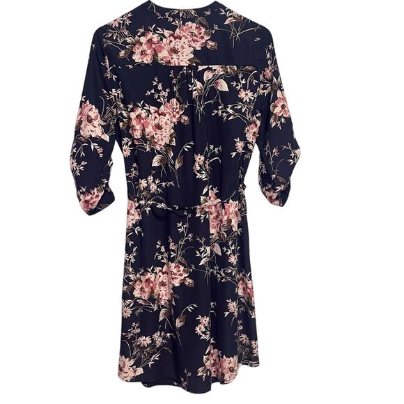 Stitch Fix 41Hawthorn Dark Navy Pink Floral Button Down Knee Length Dress Small - Picture 11 of 11